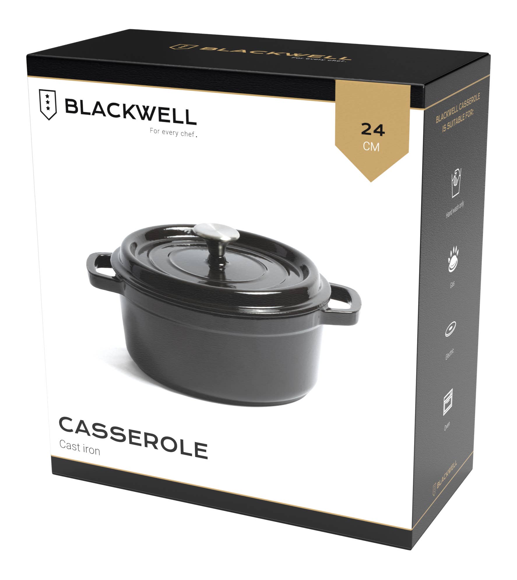 Blackwell Schmortopf aus Gusseisen, Schwarz, ø 24 cm/4,2 Liter