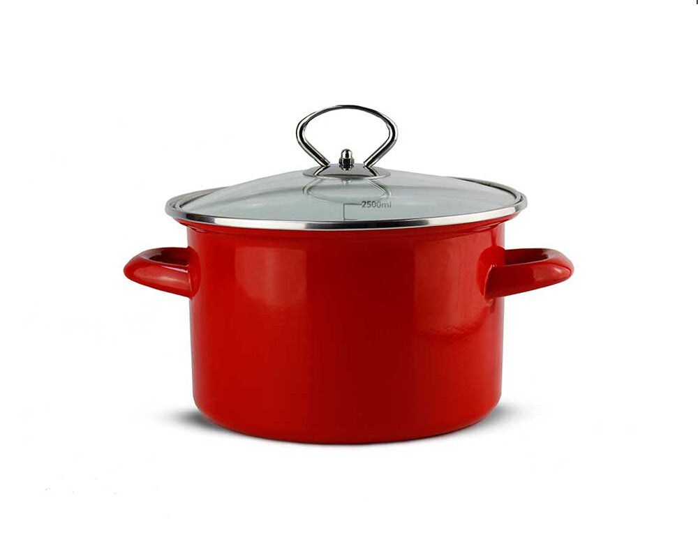 Bratentopf Ø 28 cm Emaillebeschichtung Metallic Rot