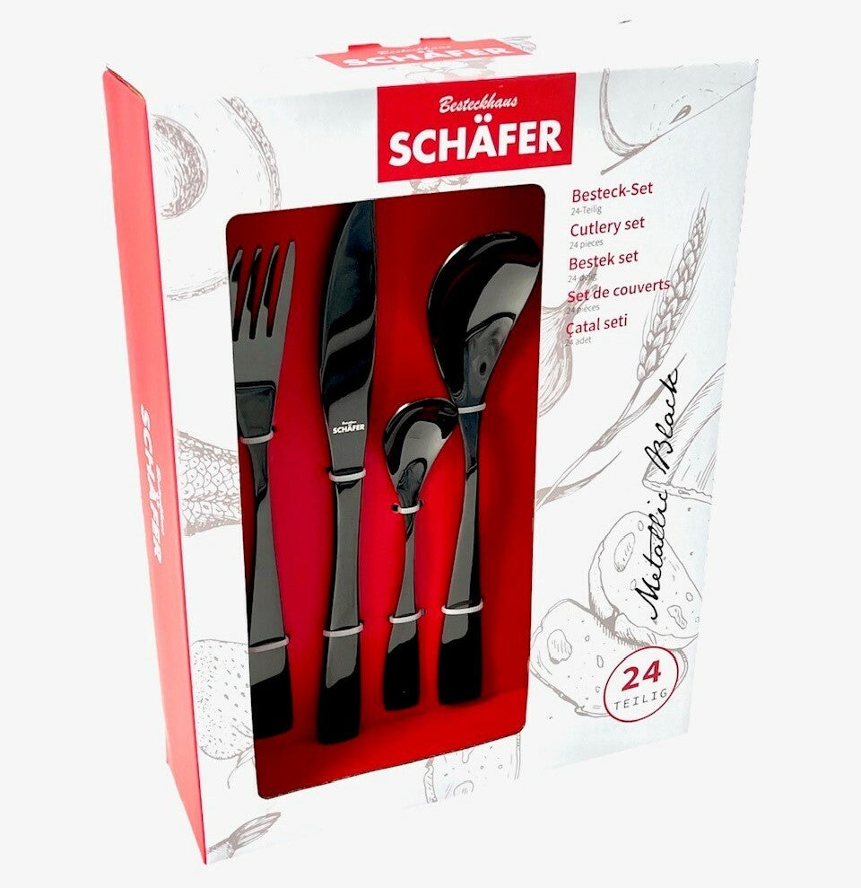 Schäfer Besteckset 24 teilig für 6 Personen Metallic Black