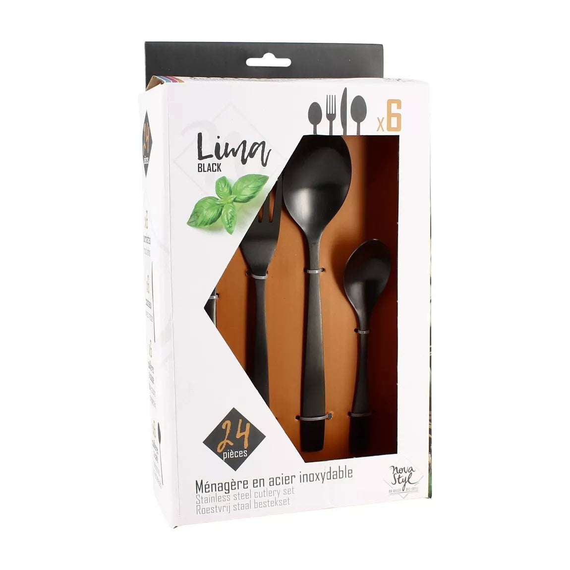 Besteckset 24-teilig aus schwarzem Edelstahl