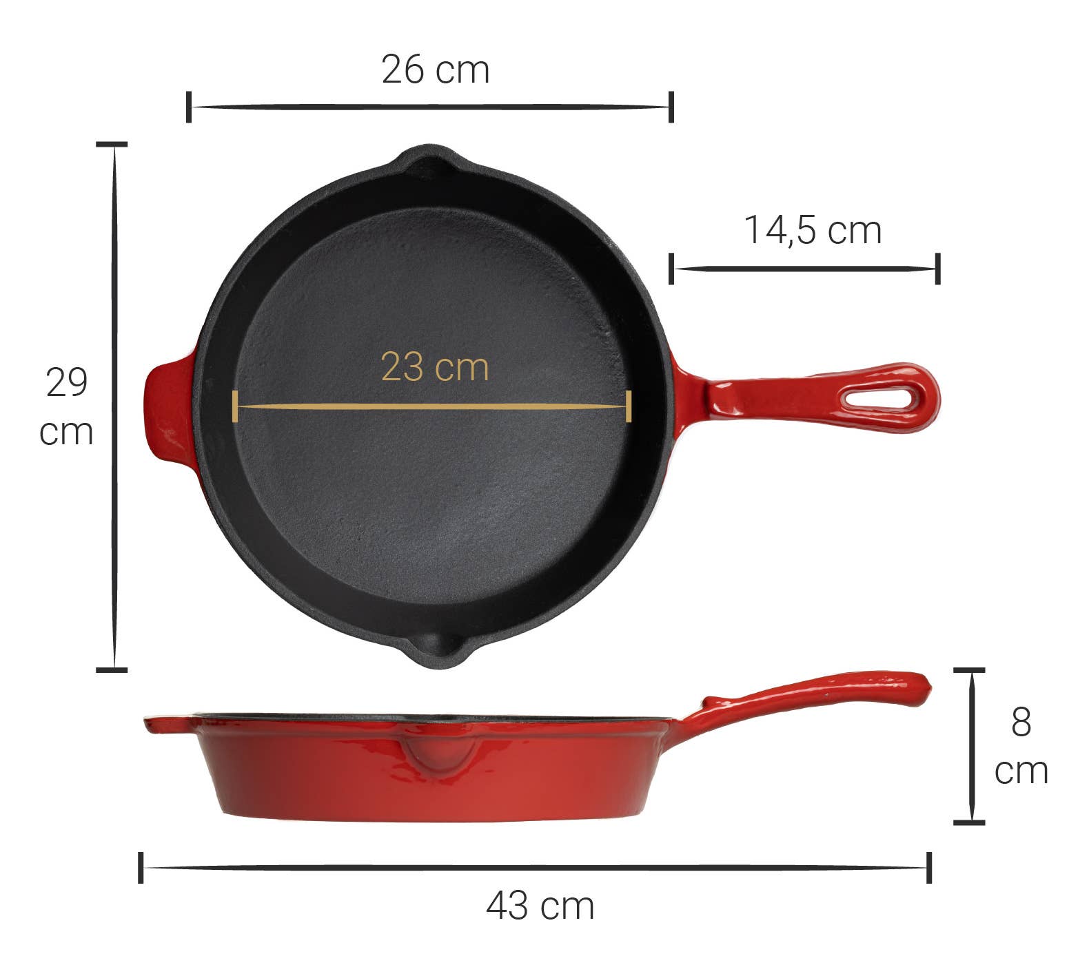 Blackwell Bratpfanne aus Gusseisen - Rot ø 26 cm