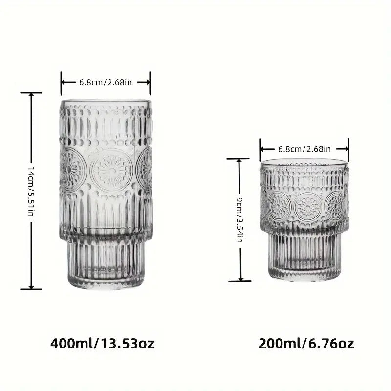 Boho-Chic Gläser mit Sonnenblumen-Prägung