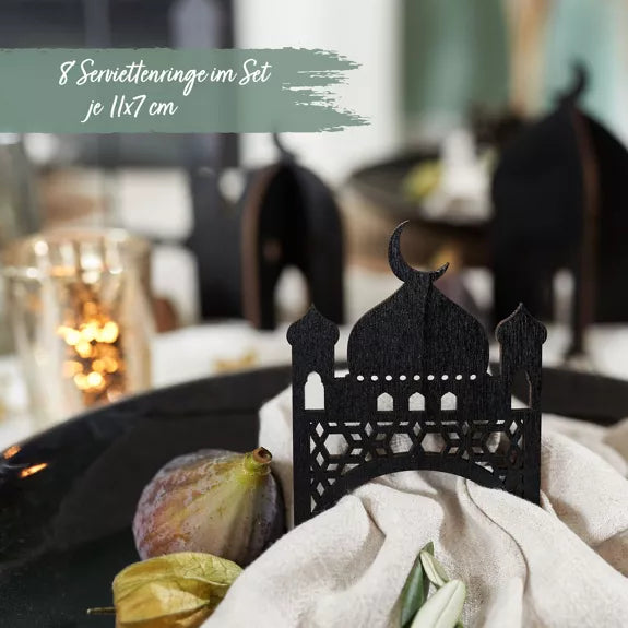 Holz-Serviettenring-Set schwarz