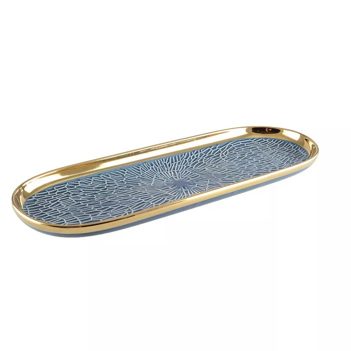 Tablett in Blau und Gold