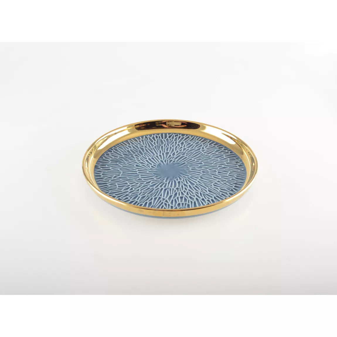 Dessertteller mit Goldrand, 2 blau und 2 cremefarben – 4er-Set