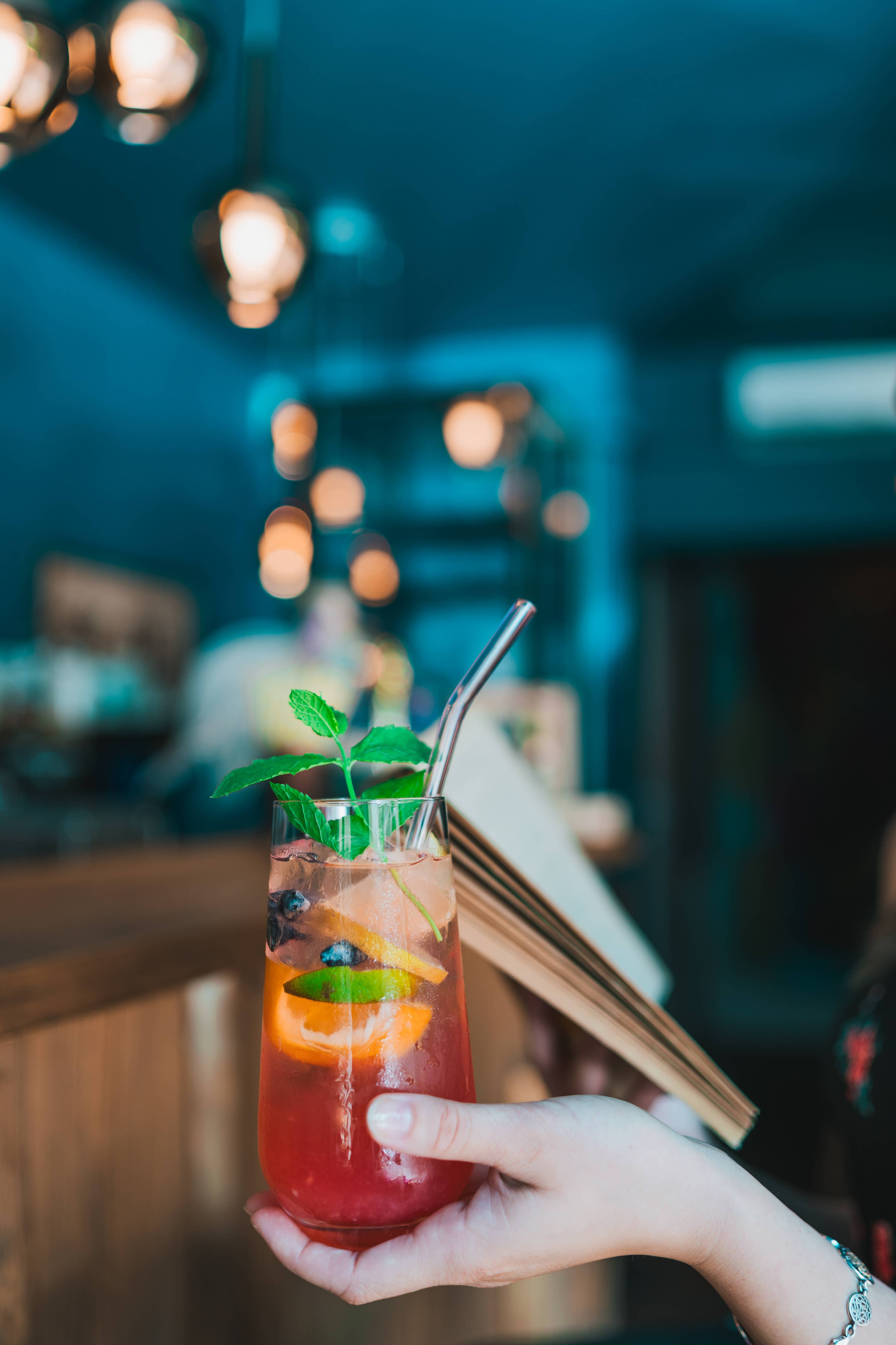 Trinkhalme aus Glas, gewölbt, 23 cm, transparent, 6er-Set