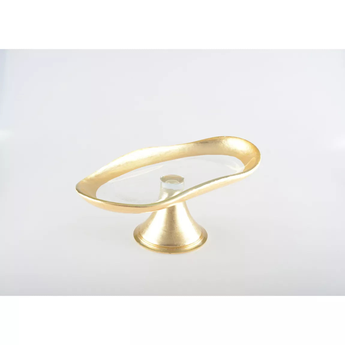 Kuchenform mit Goldrand auf Fuß – kleines Modell (27,5 x 14,5 x 10 cm)