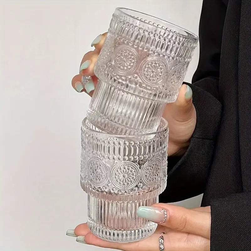 Boho-Chic Gläser mit Sonnenblumen-Prägung