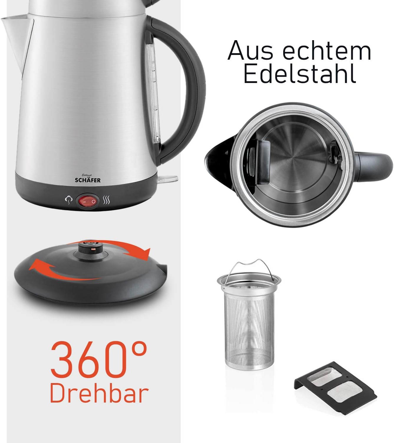 Schäfer Teekocher -Edelstahl- 1/1,7 Liter LINA