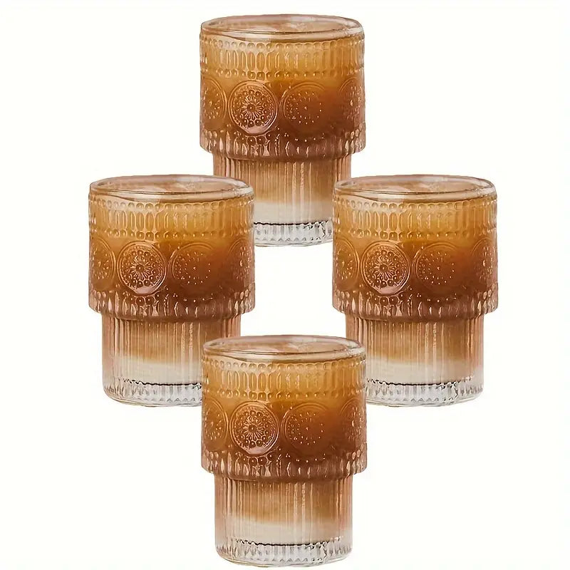 Boho-Chic Gläser mit Sonnenblumen-Prägung