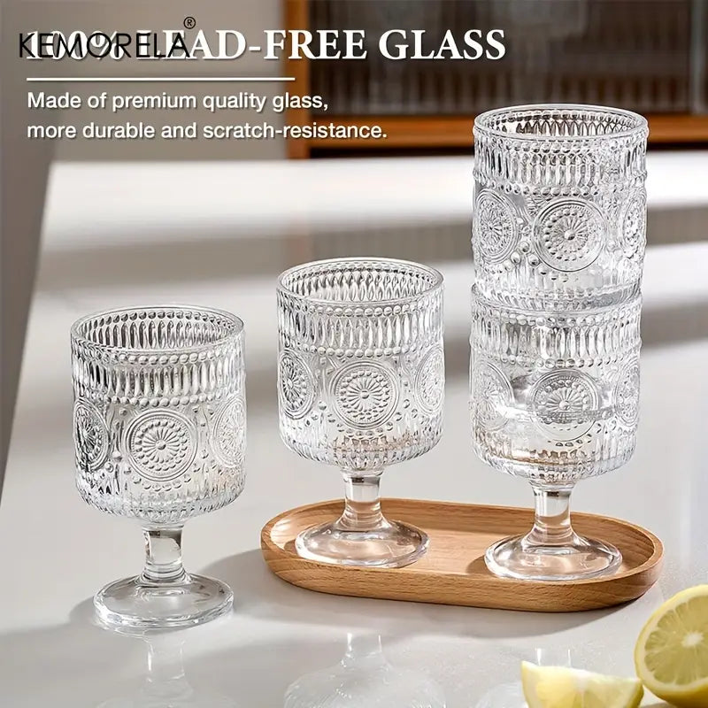 Boho-Chic Gläser mit Sonnenblumen-Prägung 230 ml