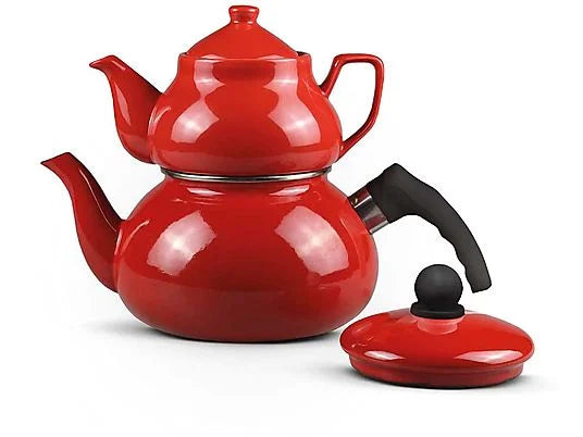 Teekanne Set 0,9L + 2,5L – Eleganz in Metallic Red