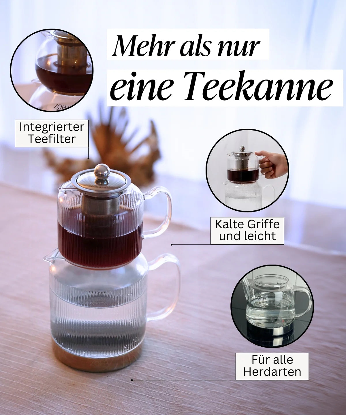 Riffle XL Teekannen - Set aus Glas