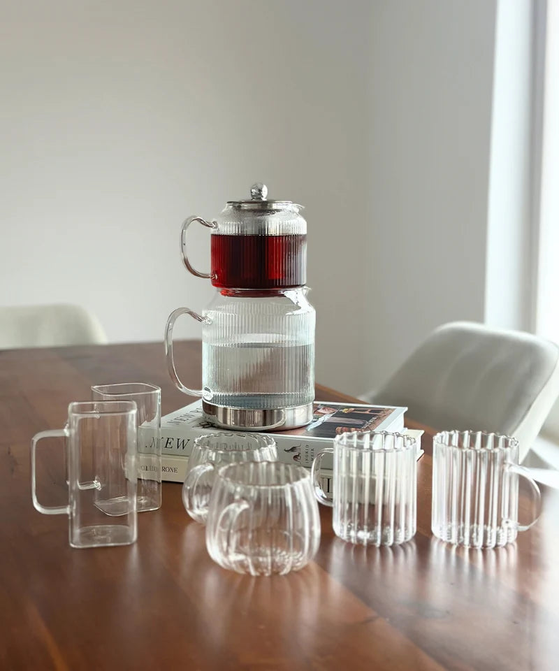 Riffle XL Teekannen - Set aus Glas