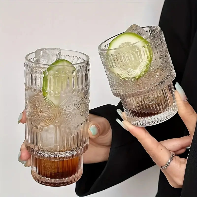 Boho-Chic Gläser mit Sonnenblumen-Prägung