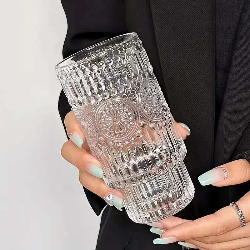 Boho-Chic Gläser mit Sonnenblumen-Prägung