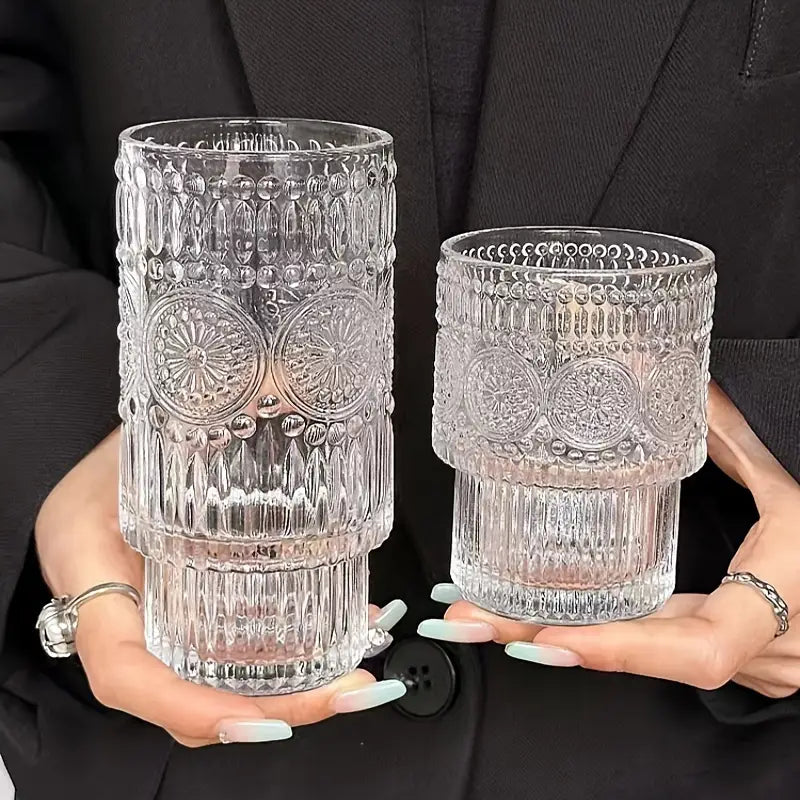 Boho-Chic Gläser mit Sonnenblumen-Prägung