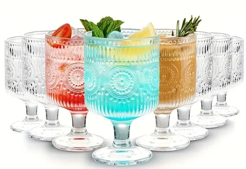 Boho-Chic Gläser mit Sonnenblumen-Prägung 230 ml