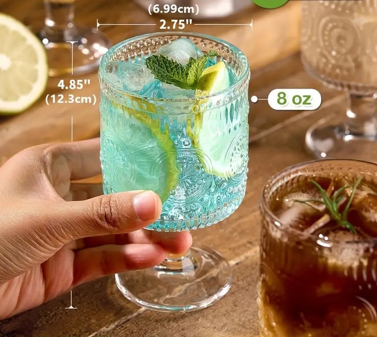 Boho-Chic Gläser mit Sonnenblumen-Prägung 230 ml