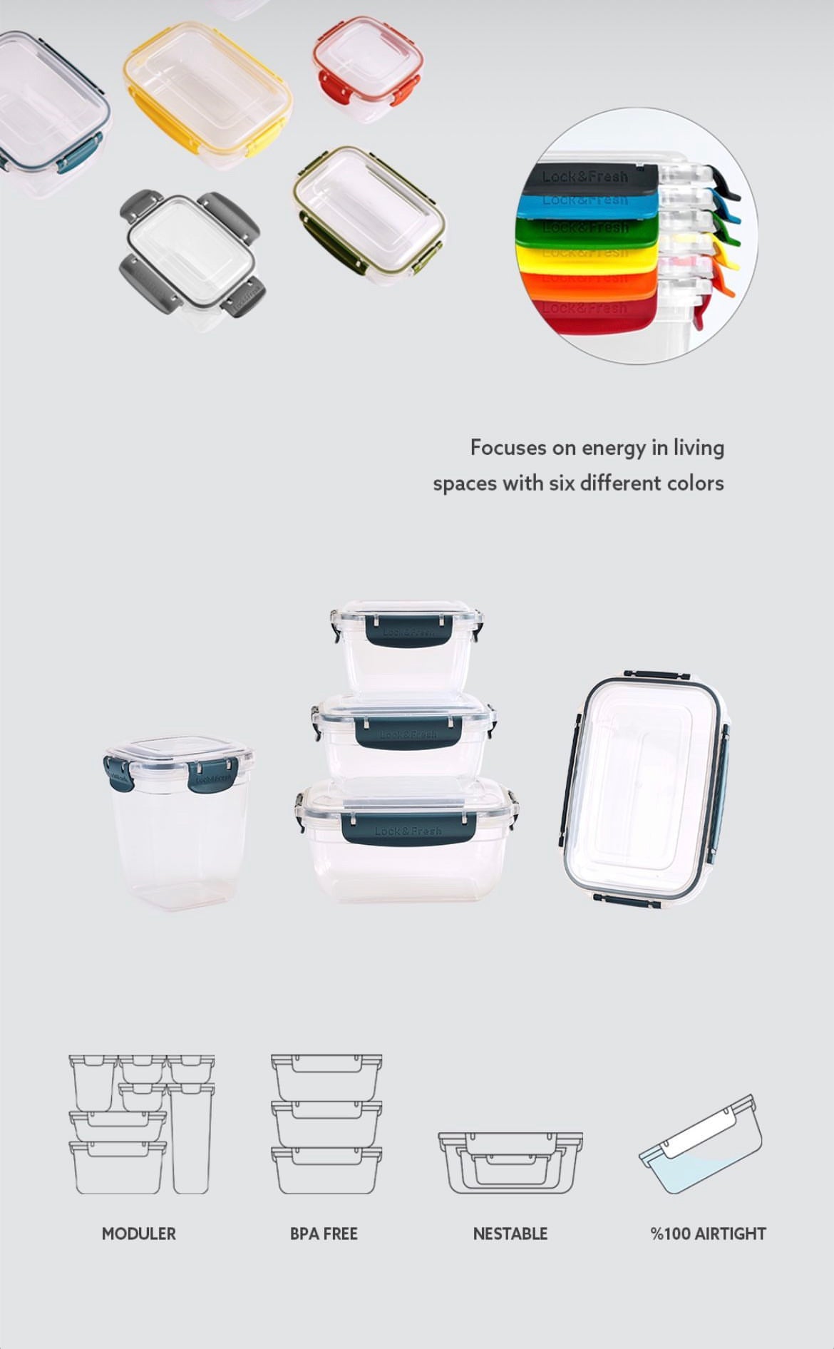 Lock&Fresh Master Vorratsdosen 3er Set (0,9L + 1,5L + 2,4L)