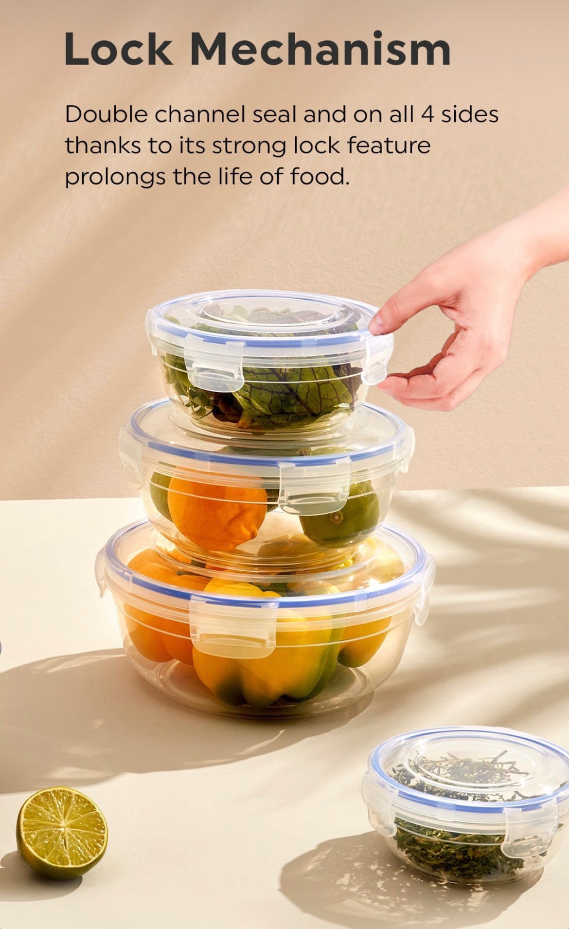 Lock&Fresh Vorratsdosen 4er Set rund (400,800,1350,2250ml)