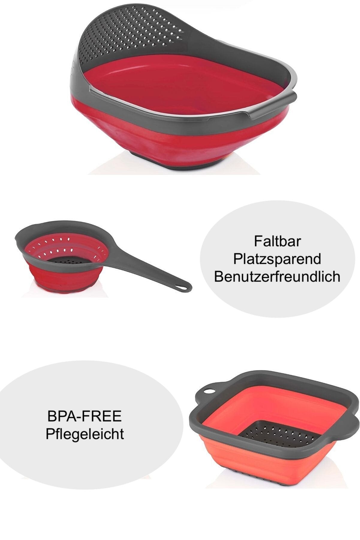 QLux faltbare Sieb-Set 3 teilig