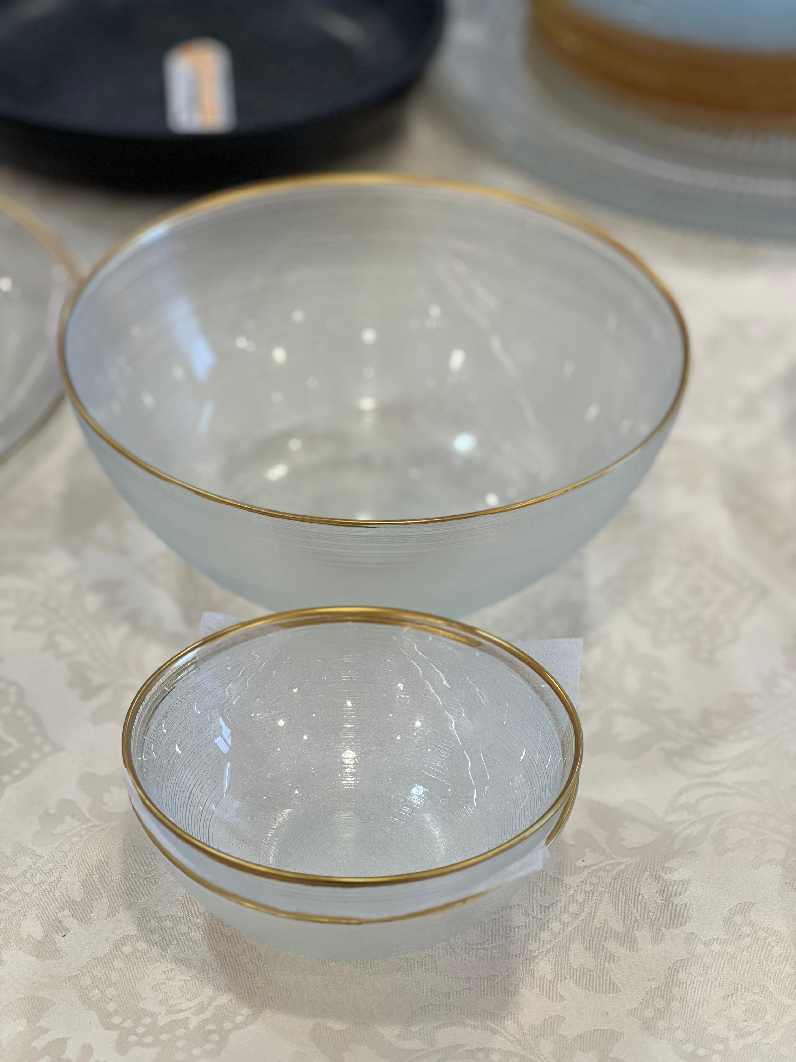 Circle Dessert-Tellerset aus Glas (7-teilig) mit Goldumrandung