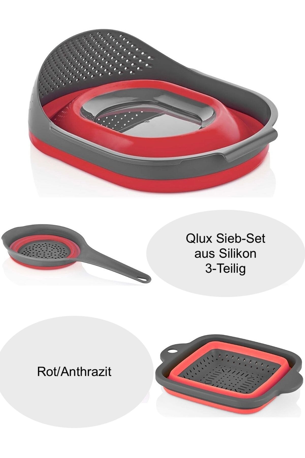 QLux faltbare Sieb-Set 3 teilig